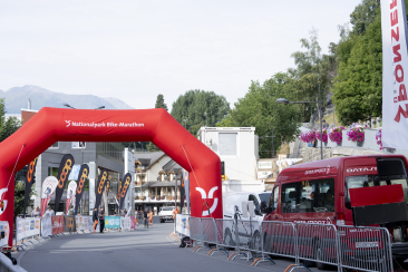 Zeitmessung im Zielgelände des Nationalpark Bike-Marathons